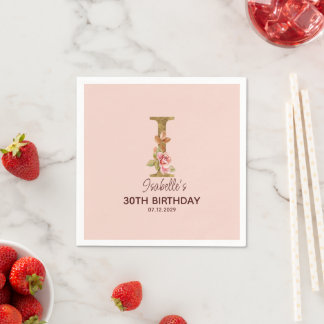 Guardanapo De Papel Letra Personalizada Nome I Dourado Rosas Rosa Páli