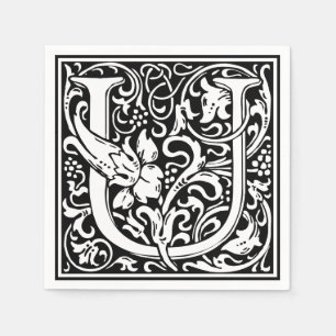 Guardanapo De Papel Letra U Monograma Medieval Vintage inicial