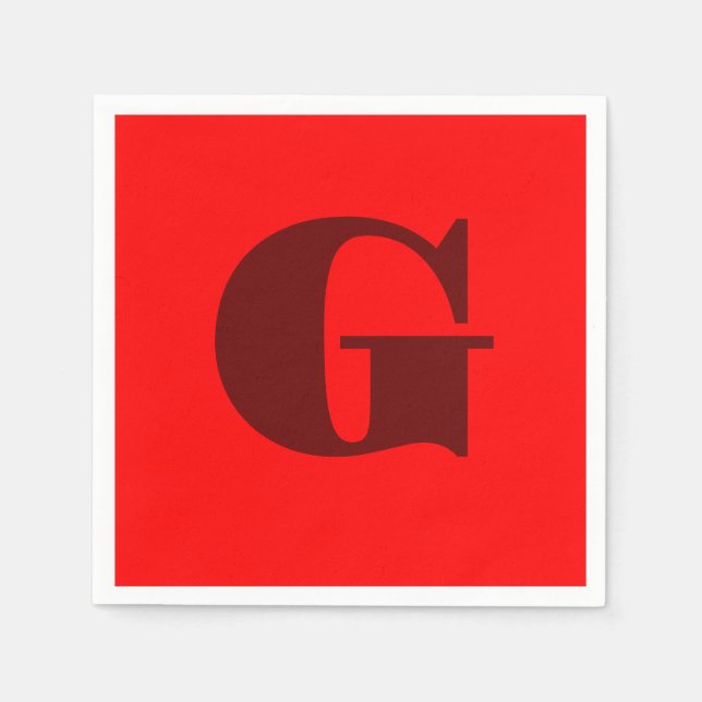 Guardanapo De Papel Letra Vermelha Escura Moderna Monograma | Vermelho (Frente)