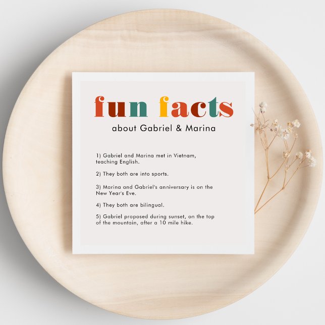 Guardanapo De Papel Letras Coloridas Fatos Divertidos Recém-Casados (Criador carregado)