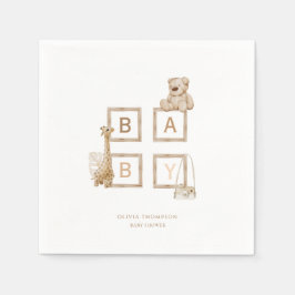 Guardanapo De Papel Letras de Bloco de Madeira Neutral Boho