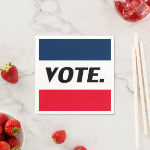 Guardanapo De Papel Letras pretas "Vote", papel branco azul vermelho