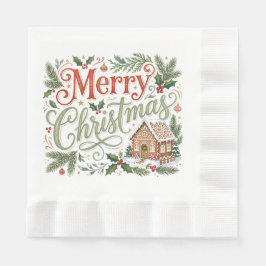 Guardanapo De Papel Letras Tradicionais à Mão Natal Biscoito de Gengib
