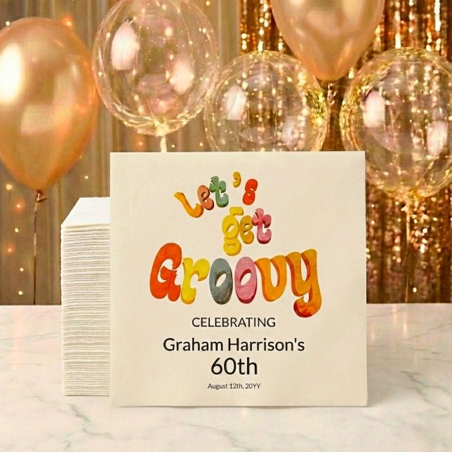Guardanapo De Papel Let's Get Groovy 60th Birthday Party (Criador carregado)