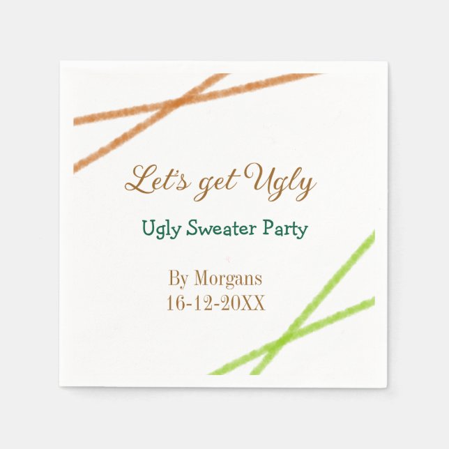 Guardanapo De Papel Let's get ugly Christmas ugly sweater Partyorange  (Frente)
