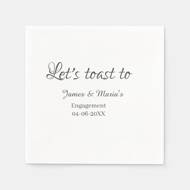 Guardanapo De Papel Let's toast to engagement party name date elegant  (Frente)