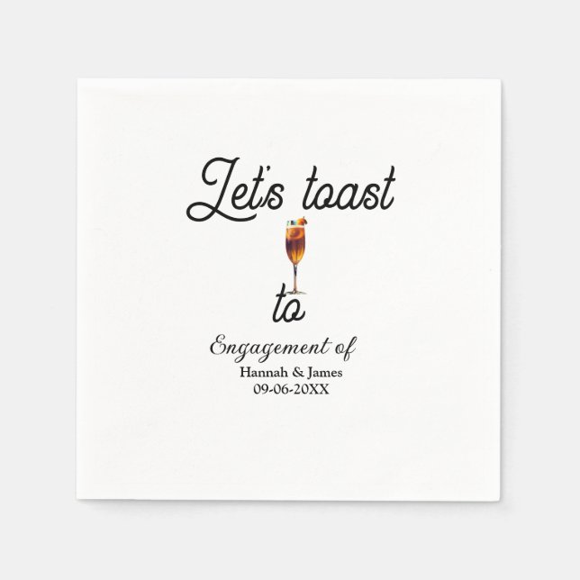 Guardanapo De Papel Let's toast to engagement party name date glass (Frente)