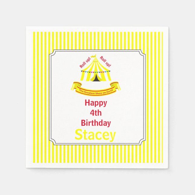 Guardanapo De Papel Levante-se! Levante-se! Festa de aniversário de Ci (Frente)