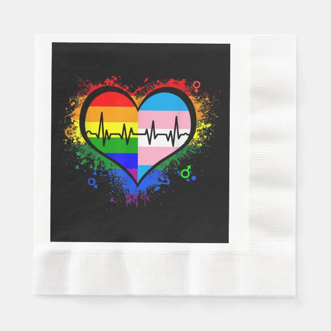 Guardanapo De Papel LGBT Pulsação EKG Camisa Gay Lésbica Transgênero L (Frente)