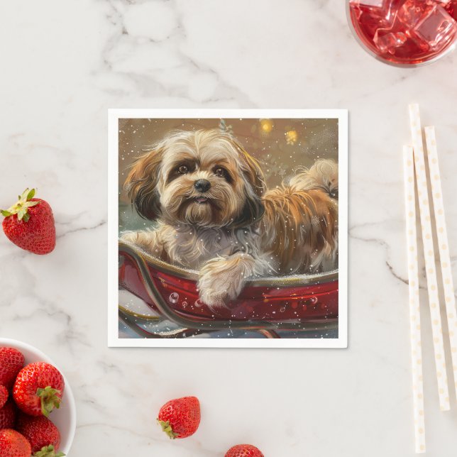 Guardanapo De Papel Lhasa Apso Cachorro Festivo (Insitu)