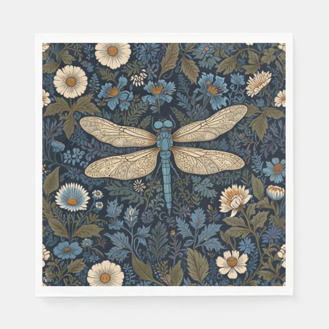 Guardanapo De Papel Libélula azul vintage (Frente)