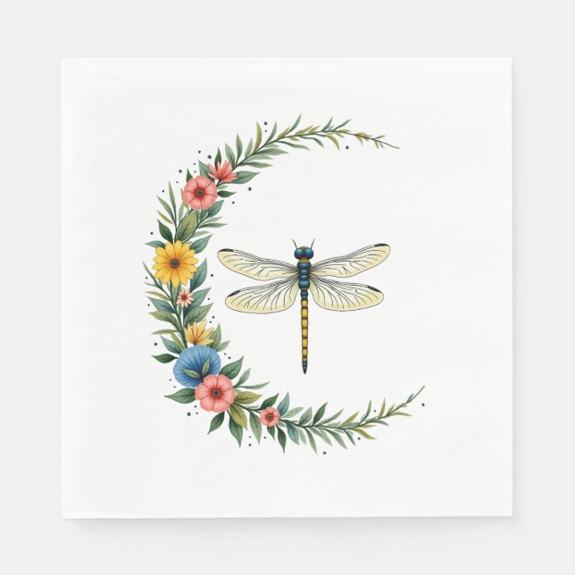 Guardanapo De Papel Libélula Boho Crescente Lua Símbolo de Paz Hippie  (Frente)