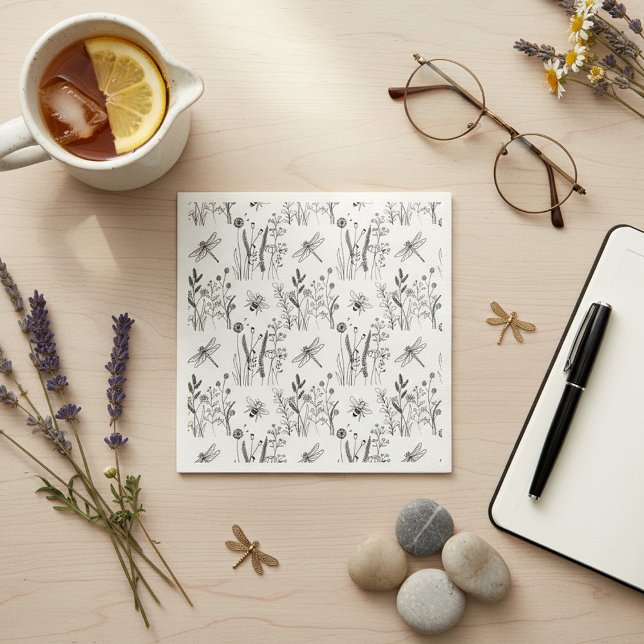 Guardanapo De Papel Libélulas Elegantes & Flores Silvestres (Criador carregado)