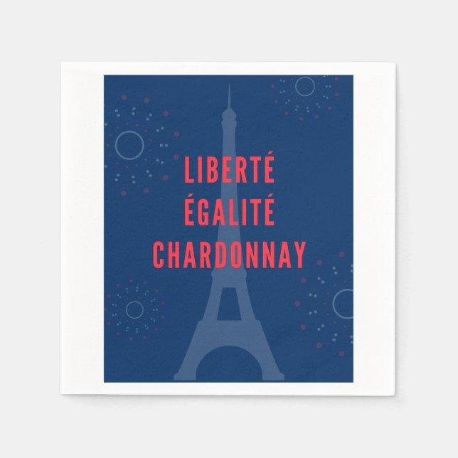 Guardanapo De Papel Liberté Égalité Chardonnay Engraçado Torre Eiffel (Frente)