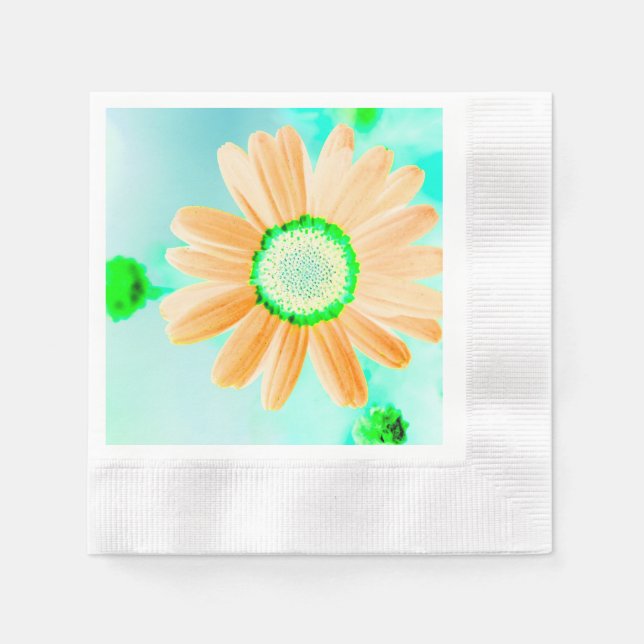 Guardanapo De Papel Light Orange Fantasy Daisy Paper Napkin (Frente)