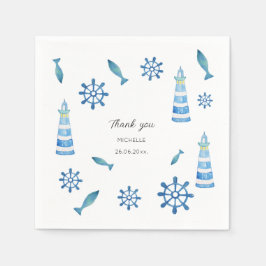 Guardanapo De Papel Lighthouse Beach Watercolor pintada à mão