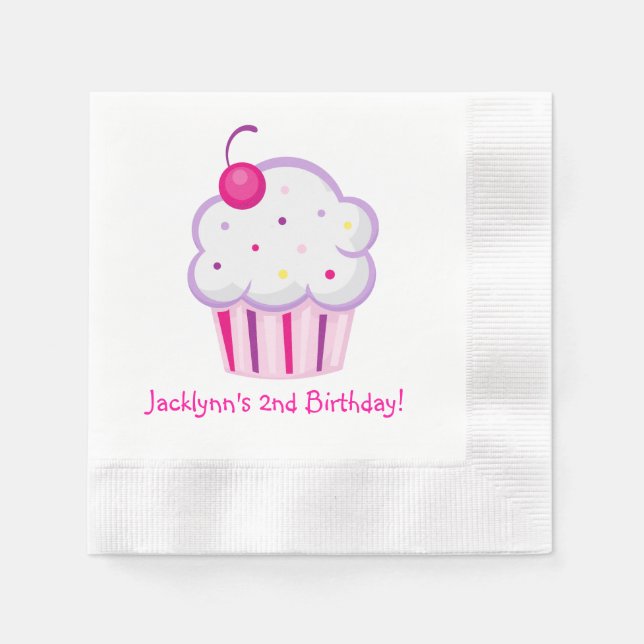 Guardanapo De Papel Lil Cupcake Girl Birthday Napkins (Frente)