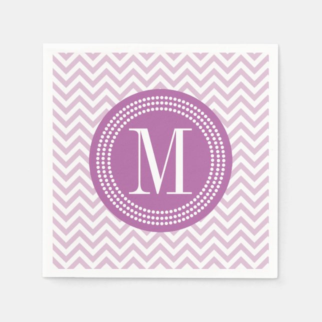 Guardanapo De Papel Lilac Chevron Zigzag Monograma Personalizado (Frente)