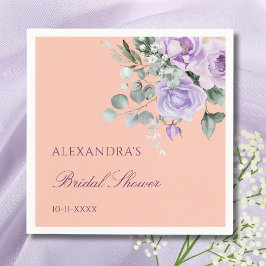 Guardanapo De Papel Lilac Peach Floral Peony Bridal Shower