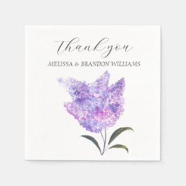 Guardanapo De Papel Lilac Purple Floral Wedding Thank you 