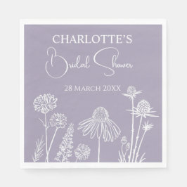 Guardanapo De Papel Lilac Wildflower Sketch Floral Chá de panela