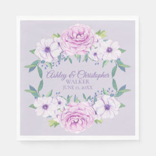 Guardanapo De Papel Lilás Roxo Lavanda Floral Casamento Personalizado