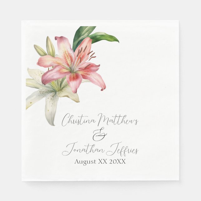 Guardanapo De Papel Lilases Rosa e Branco Românticas (Frente)