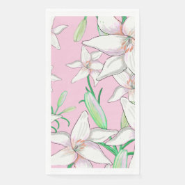 Guardanapo De Papel Lillies Brancos na Ilustração de Fundo Rosa