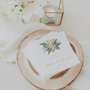 Guardanapo De Papel Lily do Vale Floral Baptism Christening