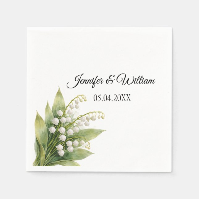 Guardanapo De Papel Lily Of The Valley White Floral Wedding (Frente)