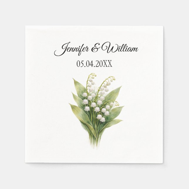 Guardanapo De Papel Lily Of The Valley White Floral Wedding (Frente)