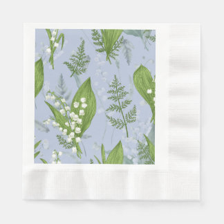 Guardanapo De Papel Lily of Valley com Ferns | Azul