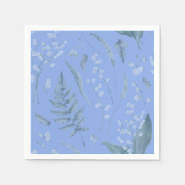Guardanapo De Papel Lily of Valley com Ferns | Napkins Azul Médio