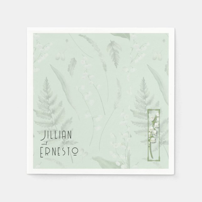 Guardanapo De Papel Lily of Valley com Ferns | Personalizado Verde Sua (Frente)