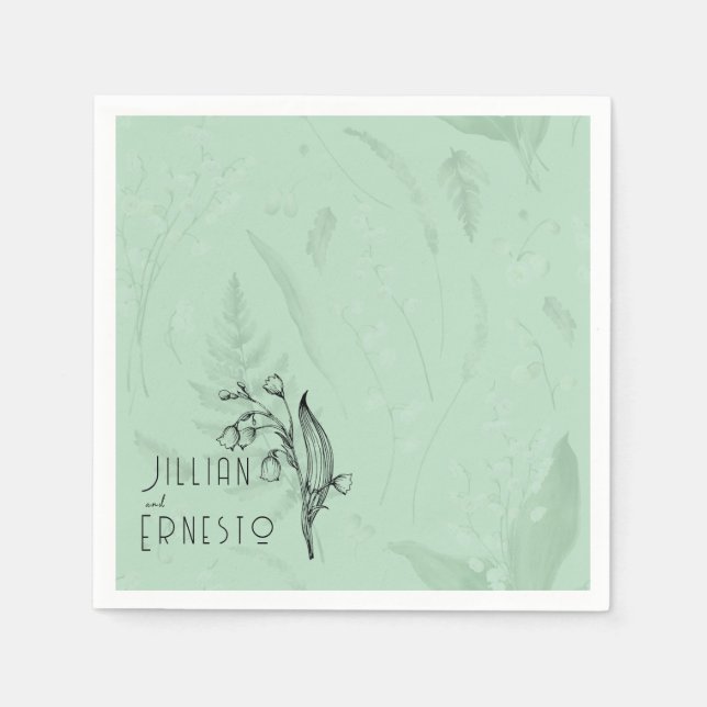 Guardanapo De Papel Lily of Valley com Ferns | Personalizado Verde Sua (Frente)