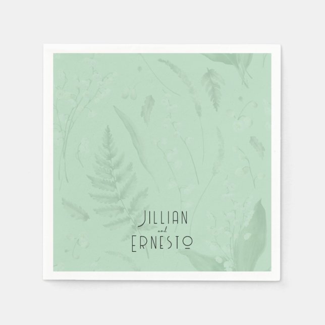 Guardanapo De Papel Lily of Valley com Ferns | Personalizado Verde Sua (Frente)