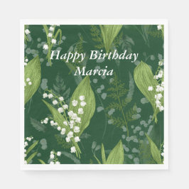 Guardanapo De Papel Lily of Valley com Ferns | Verde Escuro