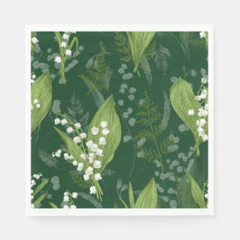 Guardanapo De Papel Lily of Valley com Ferns | Verde Escuro