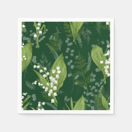Guardanapo De Papel Lily of Valley com Ferns | Verde Escuro