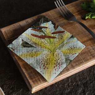 Guardanapo De Papel Lily oriental branca com amido amarelo