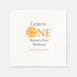 Guardanapo De Papel Limão, uma cinza de laranja primeiro aniversario f