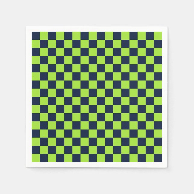 Guardanapo De Papel Lime and navy checkerboard pattern (Frente)