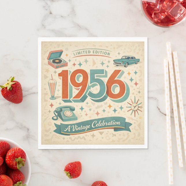 Guardanapo De Papel Limited Edition 1956 Birthday | 50s Retro Style (Insitu)