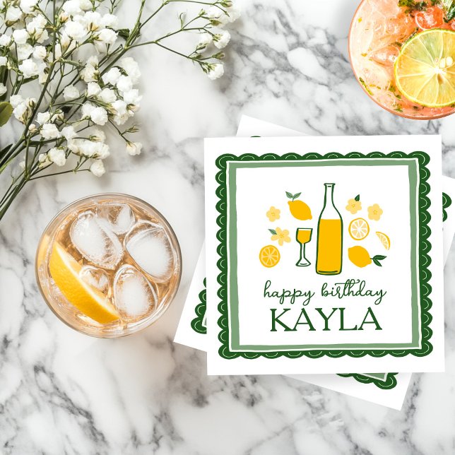 Guardanapo De Papel Limoncello Limonada Limão ANIVERSÁRIO Personalizad (Limoncello Lemonade Lemon CUSTOM Birthday Napkins
)