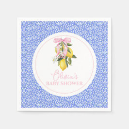 Guardanapo De Papel Limonete com Laço Rosa La Dolce Vita Chá de Bebê
