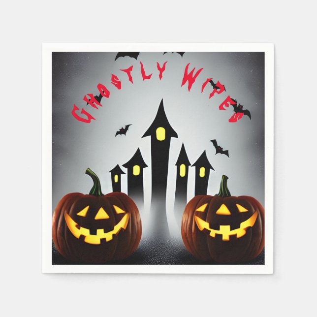 Guardanapo De Papel Limpadores Fantasmagóricos Abóbora de Halloween Si (Frente)