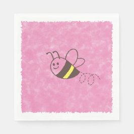Guardanapo De Papel Linda Abelhinha Voadora Aquarela Rosa Churrinho de