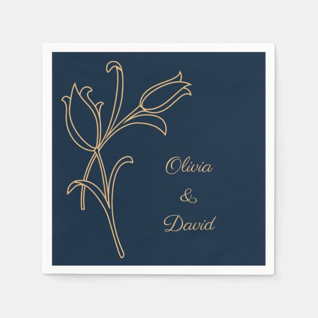 Guardanapo De Papel Linda arte de ouro Tulipas Deco (Frente)