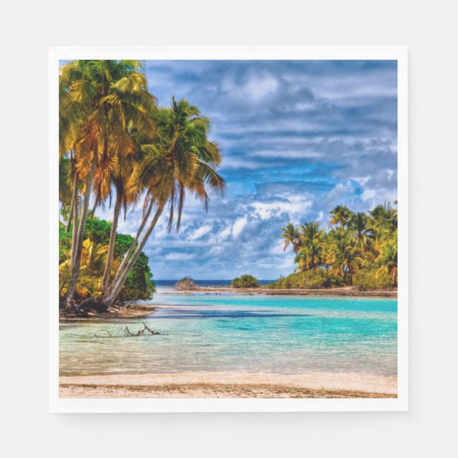 Guardanapo De Papel Linda Bonito Summer Havaiana Beach Watercolor (Frente)