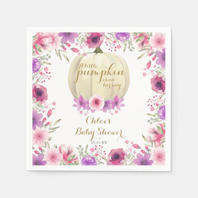 Guardanapo De Papel Linda Flor de Abóbora Pequena Festa de Bebê (Frente)